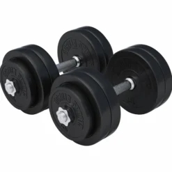 Gorilla Sports Kurzhantel Set Kunststoff 20/30 kg mit Sternverschlüssen Schwarz New