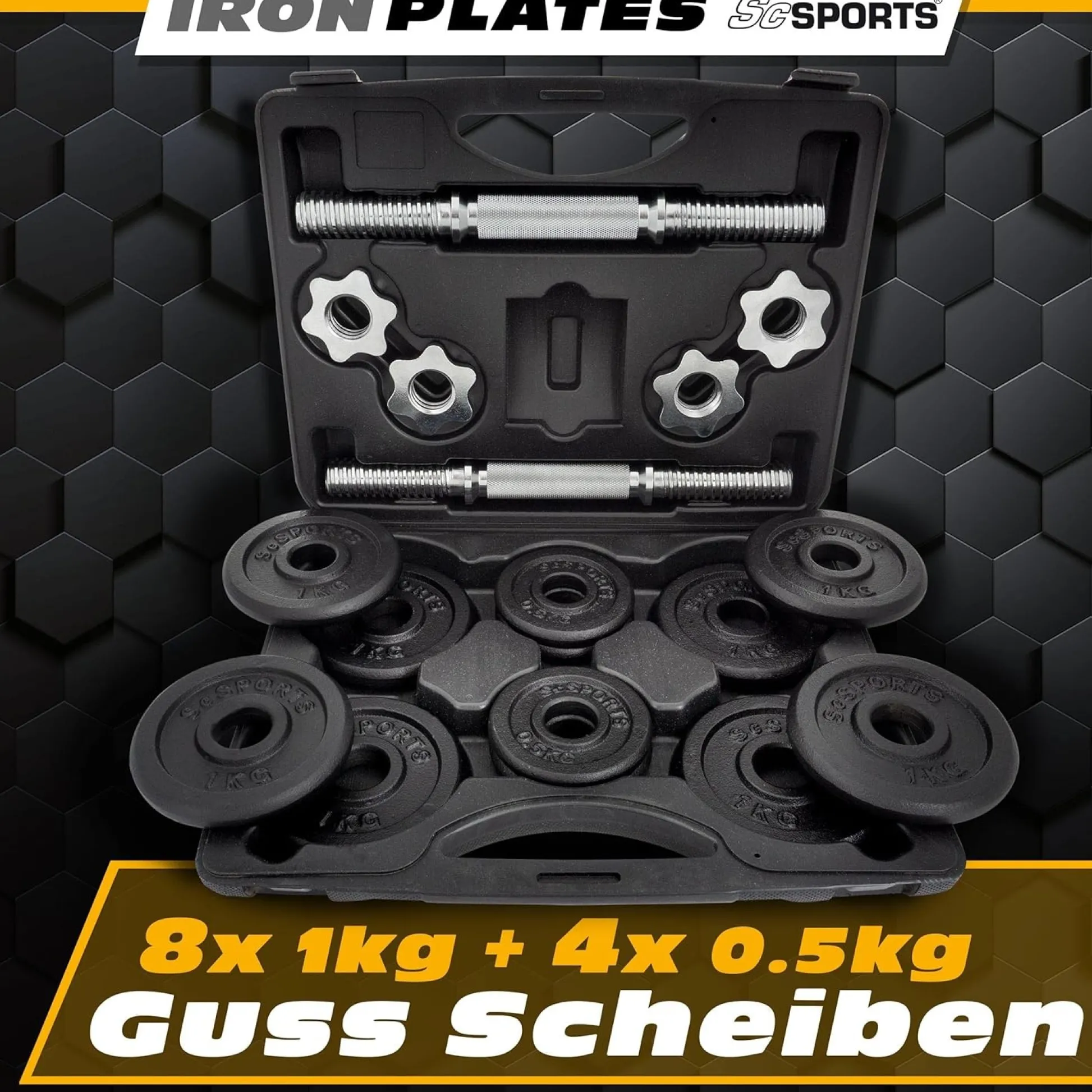 ScSports Kurzhantel Set mit Koffer 15 - 20 kg Schwarz Outlet
