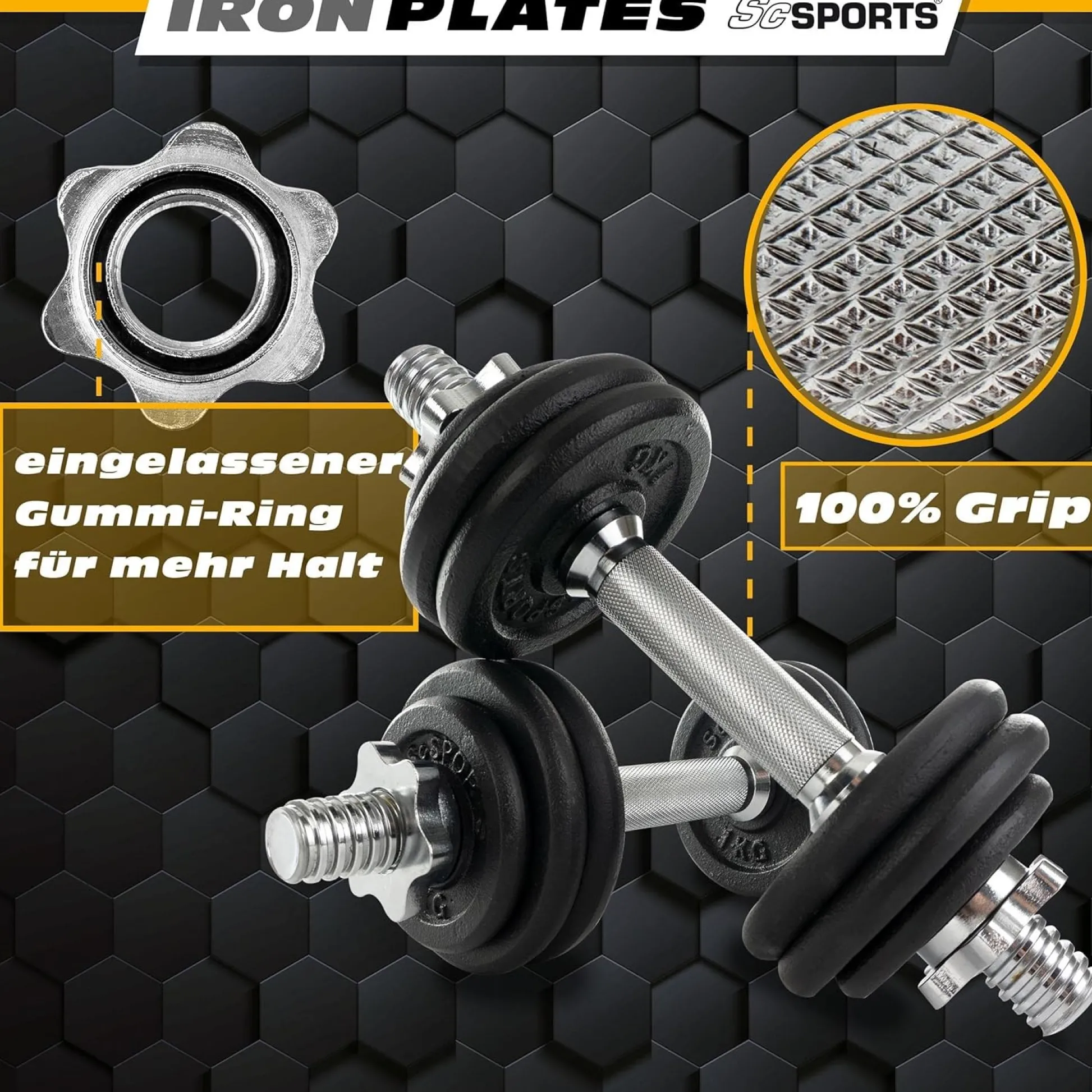 ScSports Kurzhantel Set mit Koffer 15 - 20 kg Schwarz Outlet