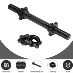 Gorilla Sports Kurzhantel Stange 35 und 42 cm mit Verschlüssen Silber New