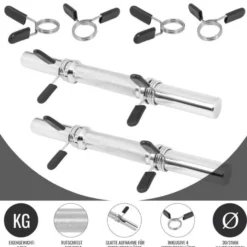 Gorilla Sports Kurzhantel Stange 35 und 42 cm mit Verschlüssen Schwarz New