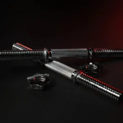 Gorilla Sports Kurzhantel Stange 35 und 42 cm mit Verschlüssen Silber Hot