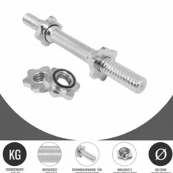 Gorilla Sports Kurzhantel Stange 35 und 42 cm mit Verschlüssen Silber Hot