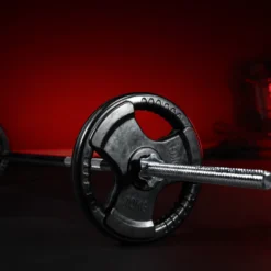 Gorilla Sports Langhantel 170 cm extra breiter Griff mit Sternverschlüssen Silber