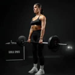 Gorilla Sports Langhantel 150 cm mit Federverschlüssen Silber Hot