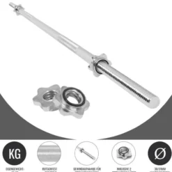 Gorilla Sports Langhantel 170 cm mit Sternverschlüssen Silber Sale