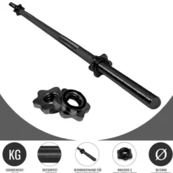 Gorilla Sports Langhantel 170 cm mit Sternverschlüssen Silber Sale