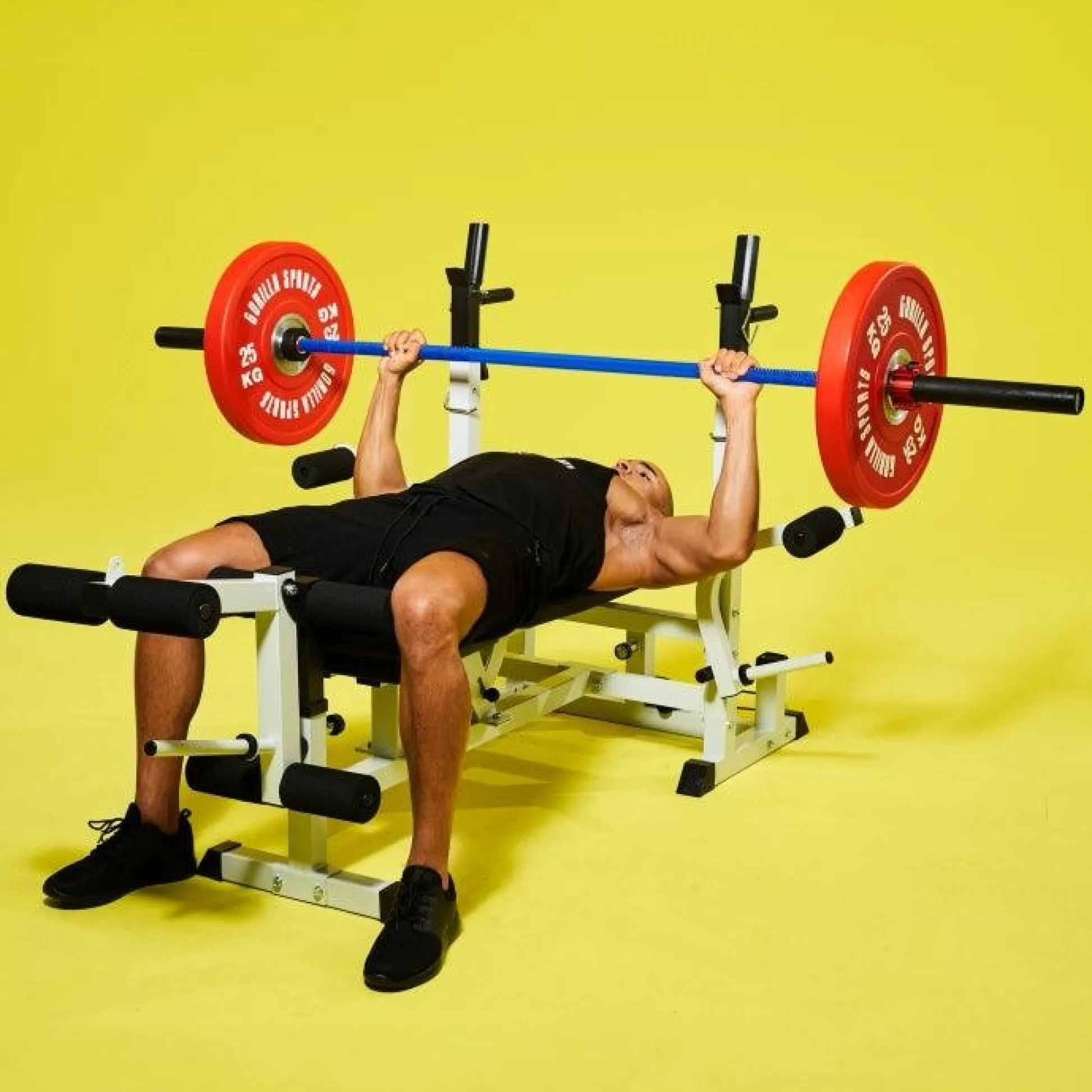 Gorilla Sports Langhantel Olympia Cerakote 220 cm mit Verschlüssen Schwarz Clearance