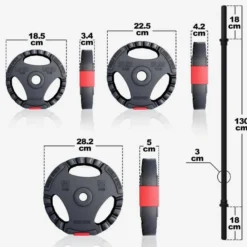 Gorilla Sports Langhantel Set Aerobic Kunststoff 20 kg Schwarz / Rot Best