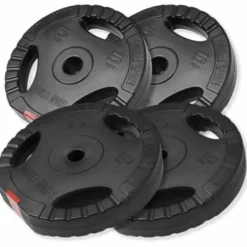 Gorilla Sports Langhantel Set Gripper Kunststoff 60 - 130 kg mit Sternverschlüssen Schwarz / Silber Hot