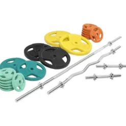 Gorilla Sports Langhantel Set Gummi Gripper 108 kg mit Verschlüssen Verschieden Best