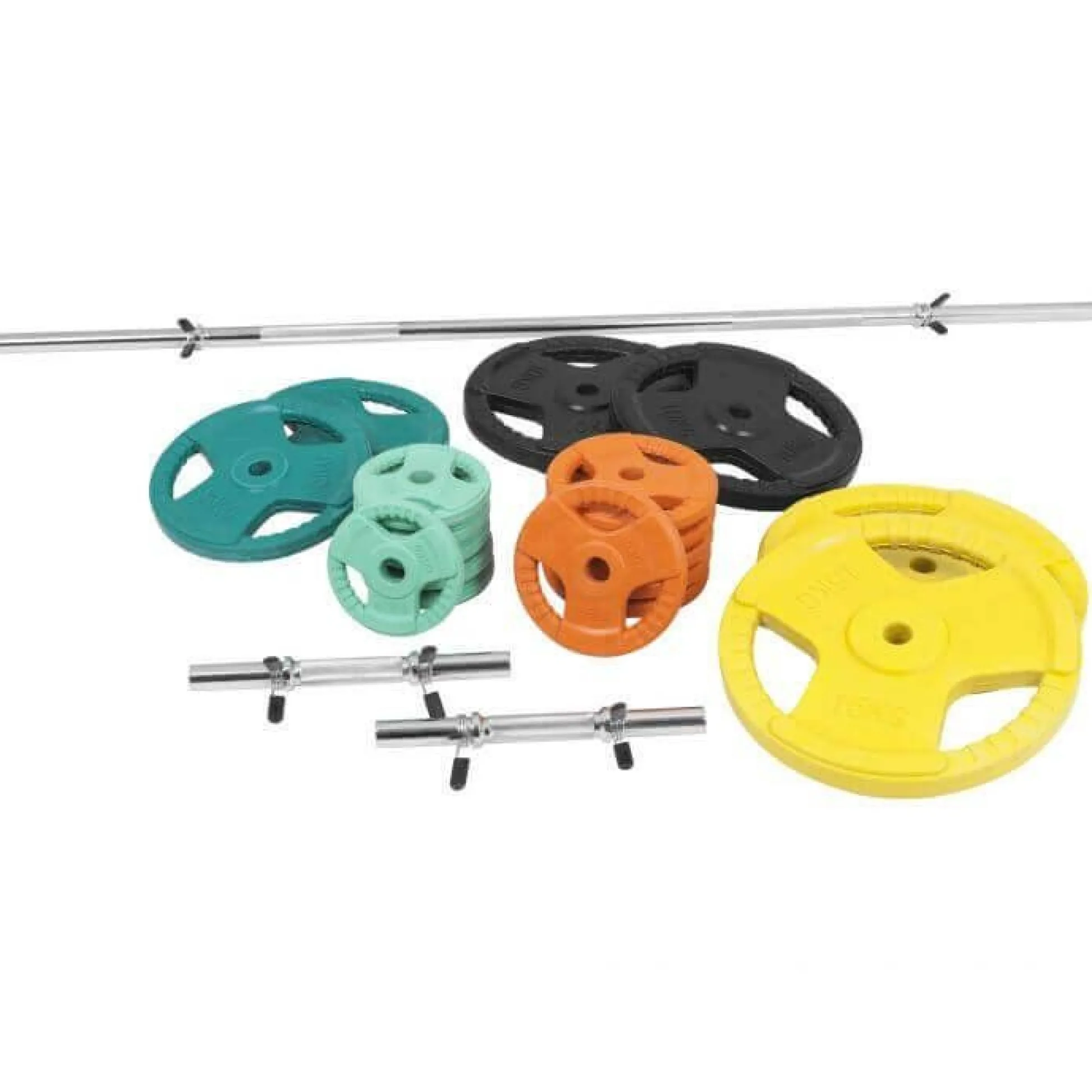 Gorilla Sports Langhantel Set Gummi Gripper 100 kg mit Verschlüssen Verschieden Online