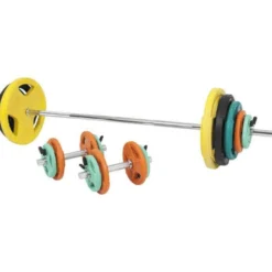 Gorilla Sports Langhantel Set Gummi Gripper 100 kg mit Verschlüssen Verschieden Online
