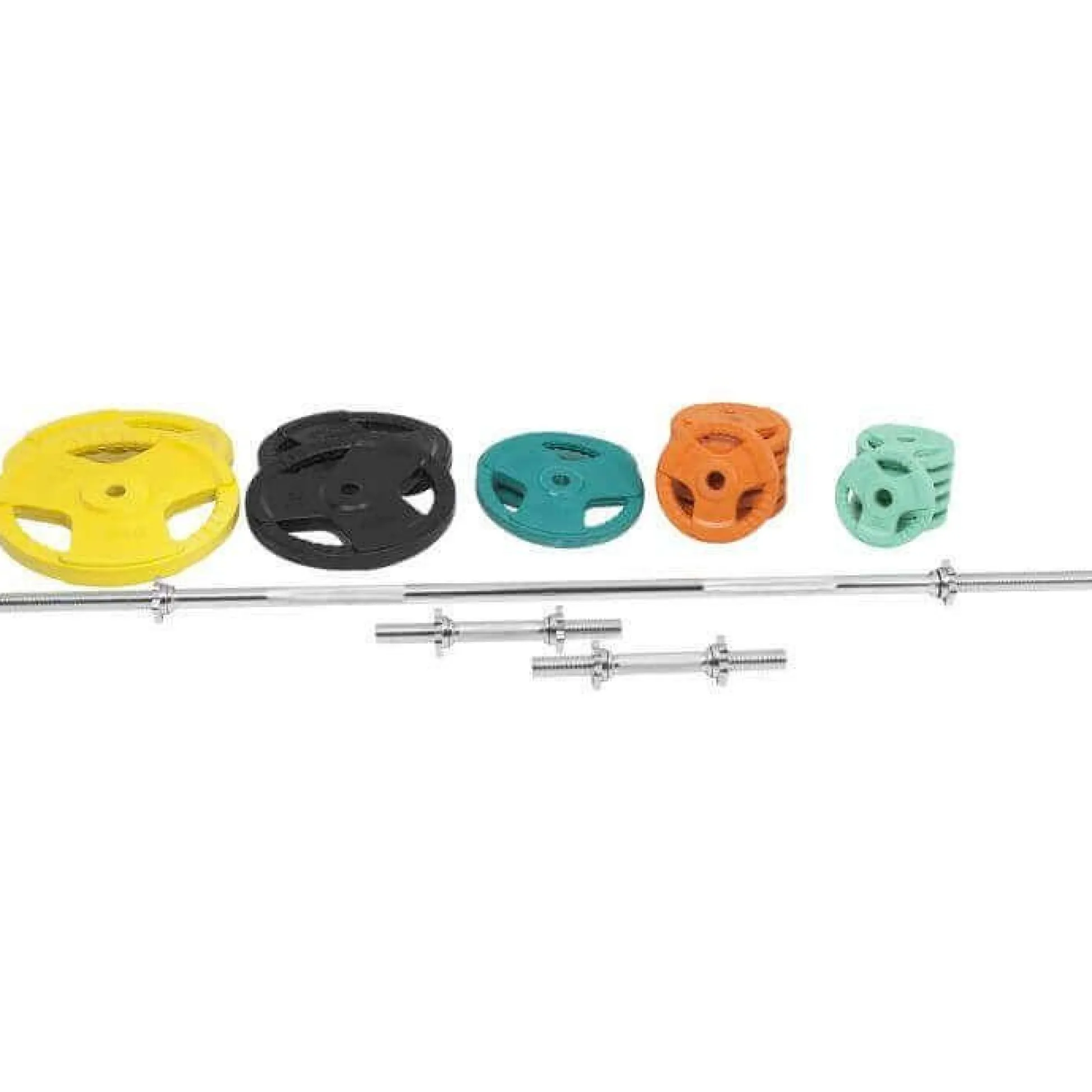 Gorilla Sports Langhantel Set Gummi Gripper 100 kg mit Verschlüssen Verschieden Online