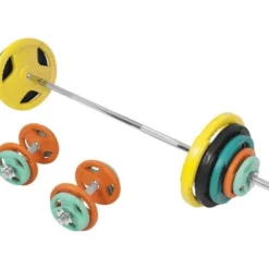 Gorilla Sports Langhantel Set Gummi Gripper 100 kg mit Verschlüssen Verschieden Online