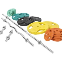 Gorilla Sports Langhantel Set Gummi Gripper 108 kg mit Verschlüssen Verschieden