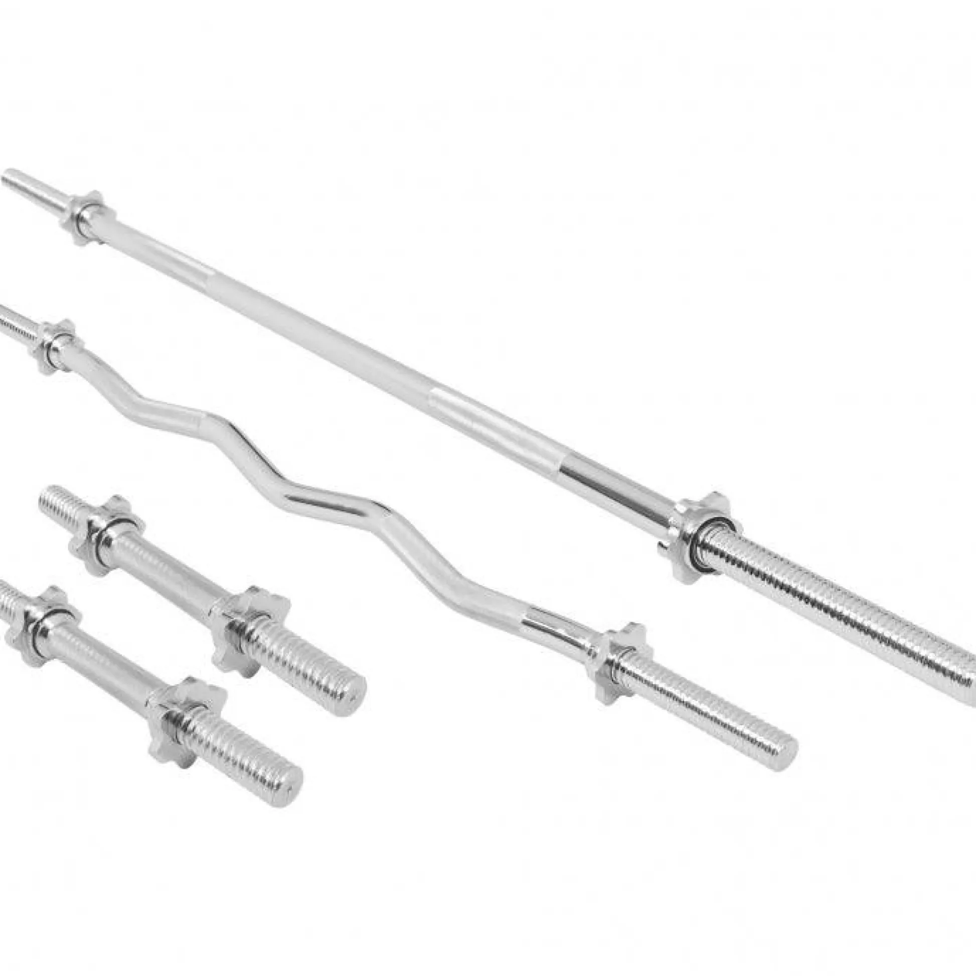 Gorilla Sports Langhantel Set Gummi 108 kg mit Sternverschlüssen Silber / Schwarz Best