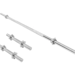 Gorilla Sports Langhantel Set Gummi 100 kg mit Sternverschlüssen Silber / Schwarz Discount