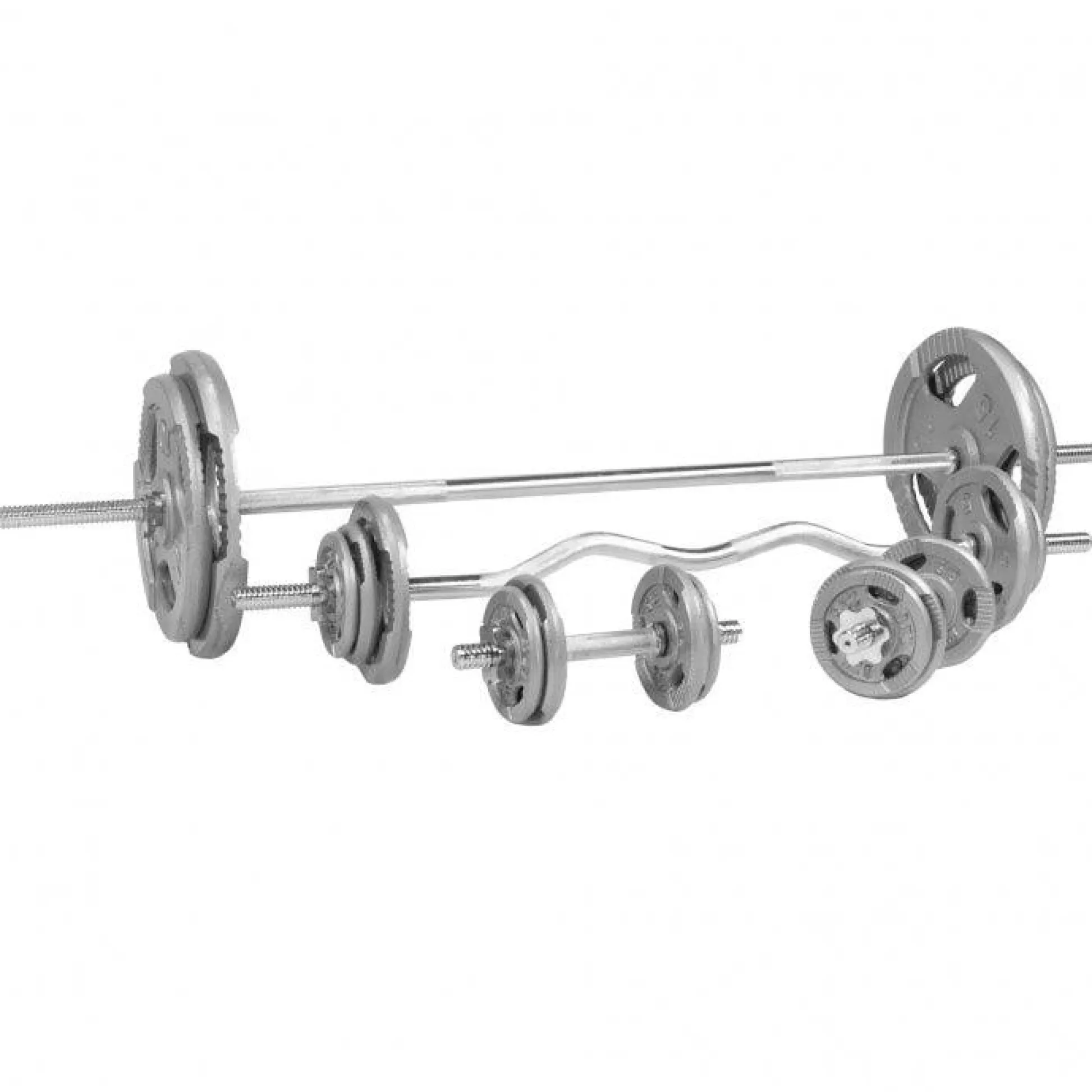 Gorilla Sports Langhantel Set Gusseisen Gripper 108 kg Silber Clearance