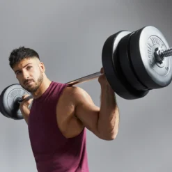 Gorilla Sports Langhantel Set Kunststoff 60 - 130 kg mit Sternverschlüssen Silber / Schwarz
