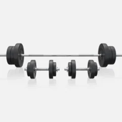 Gorilla Sports Langhantel Set Kunststoff 70 kg mit Sternverschlüssen Silber / Schwarz New