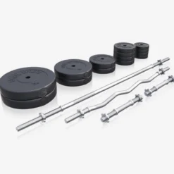Gorilla Sports Langhantel Set Kunststoff 100 kg mit Sternverschlüssen Silber / Schwarz Online