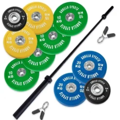 Gorilla Sports Langhantel Set Olympia Bumper Plates PRO 140 kg Verschieden Outlet