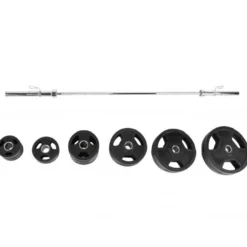 Gorilla Sports Langhantel Set Olympia Kunststoff Gripper 130 kg Schwarz / Silber New