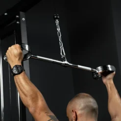 Gorilla Sports Latzugstange mit Hufgriff gerade inkl, Drehgelenk Silber Clearance