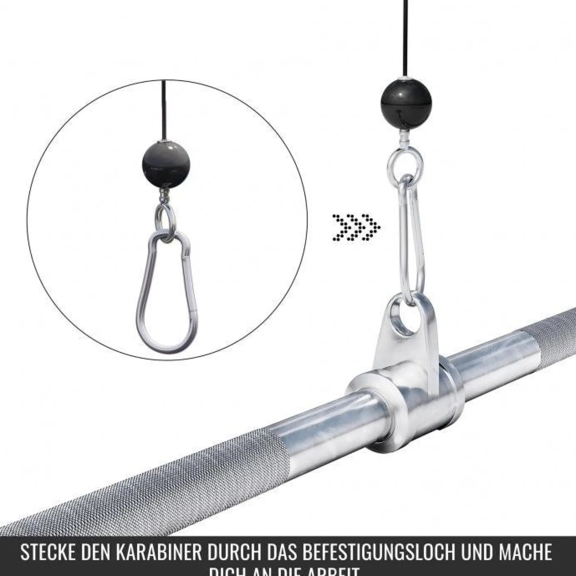 Gorilla Sports Latzugstange mit Hufgriff gerade inkl, Drehgelenk Silber Clearance