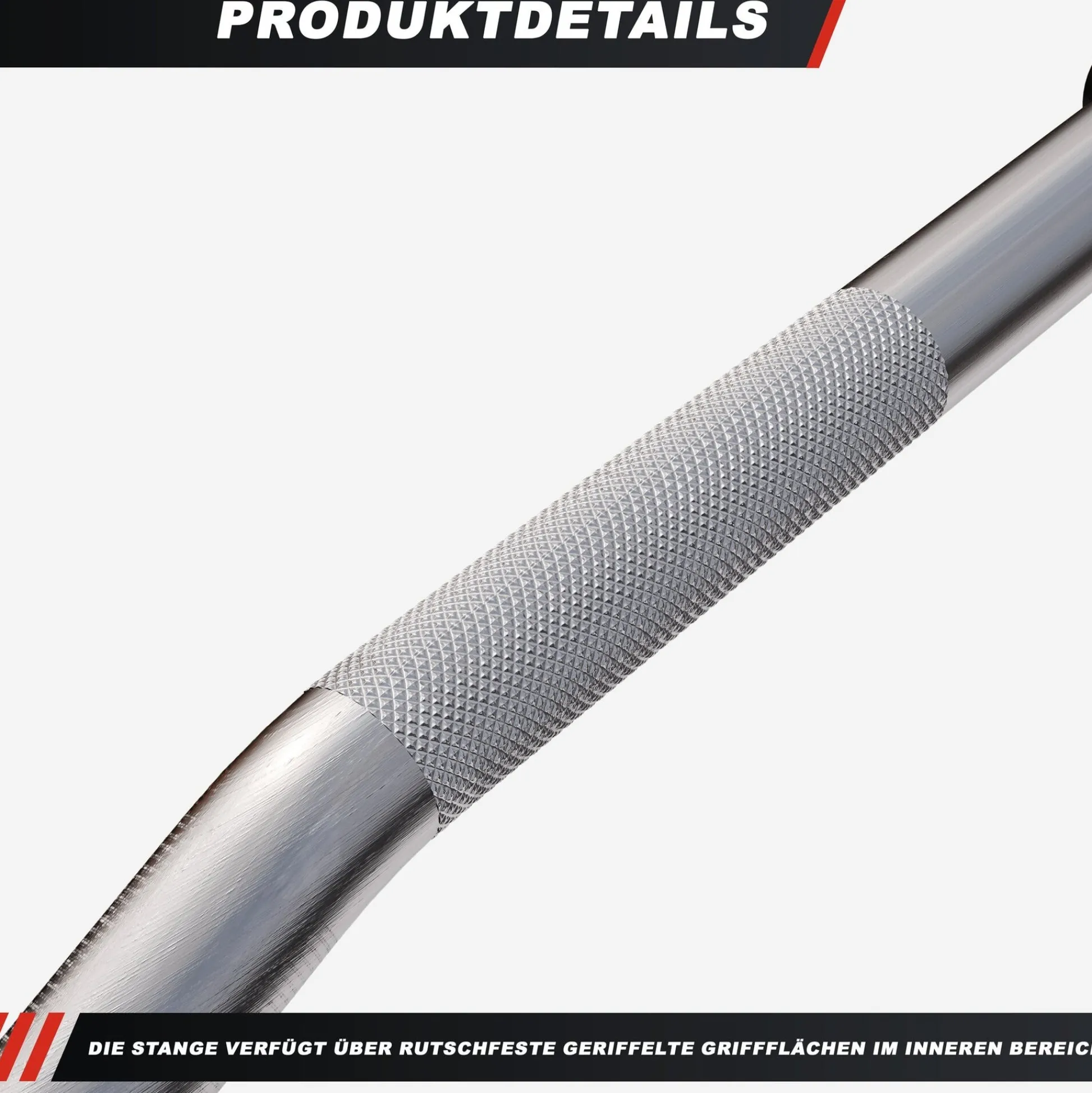 Gorilla Sports Latzugstange mit Hufgriff gebogen inkl, Drehgelenk Silber New