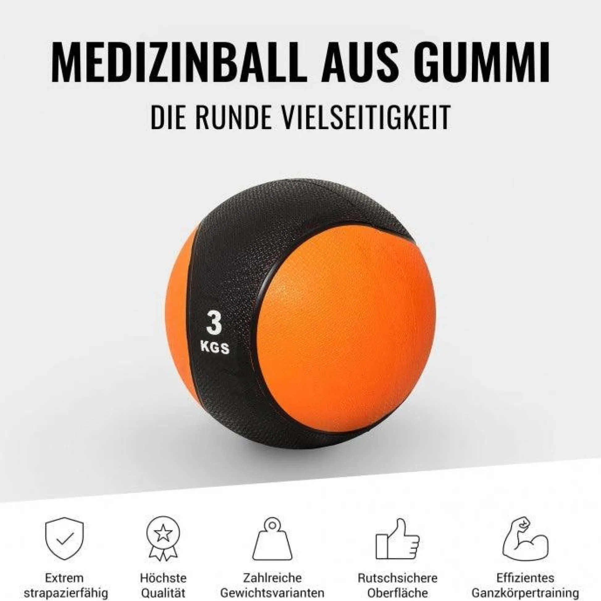 Gorilla Sports Medizinball aus Gummi 1 - 10 kg Verschieden Clearance