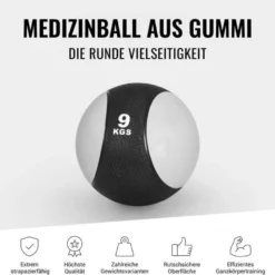 Gorilla Sports Medizinball aus Gummi 1 - 10 kg Schwarz / Blau Clearance