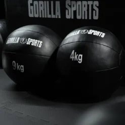 Gorilla Sports Medizinball Wall Ball aus Kunstleder 1 - 10 kg Schwarz Hot