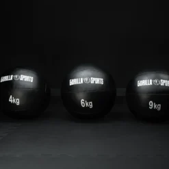 Gorilla Sports Medizinball Wall Ball aus Kunstleder 1 - 10 kg Schwarz
