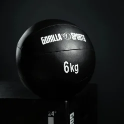 Gorilla Sports Medizinball Wall Ball aus Kunstleder 1 - 10 kg Schwarz