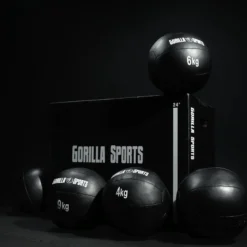 Gorilla Sports Medizinball Wall Ball aus Kunstleder 1 - 10 kg Schwarz Outlet