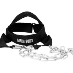 Gorilla Sports Nackentrainer gepolstert inkl, Kette und Karabinern Schwarz / Silber Clearance
