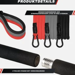 Gorilla Sports Pilates Set inkl, Stange und Widerstandsbänder Schwarz / Grau / Rot Online
