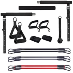 Gorilla Sports Pilates Set inkl, Stange und Widerstandsbänder Schwarz / Grau / Rot Online