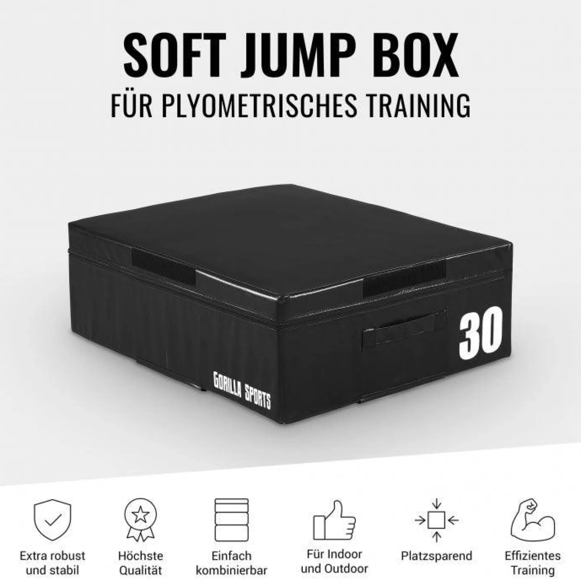 Gorilla Sports Plyo Box Soft mit Klettverschluss 15 - 60 cm Schwarz Sale