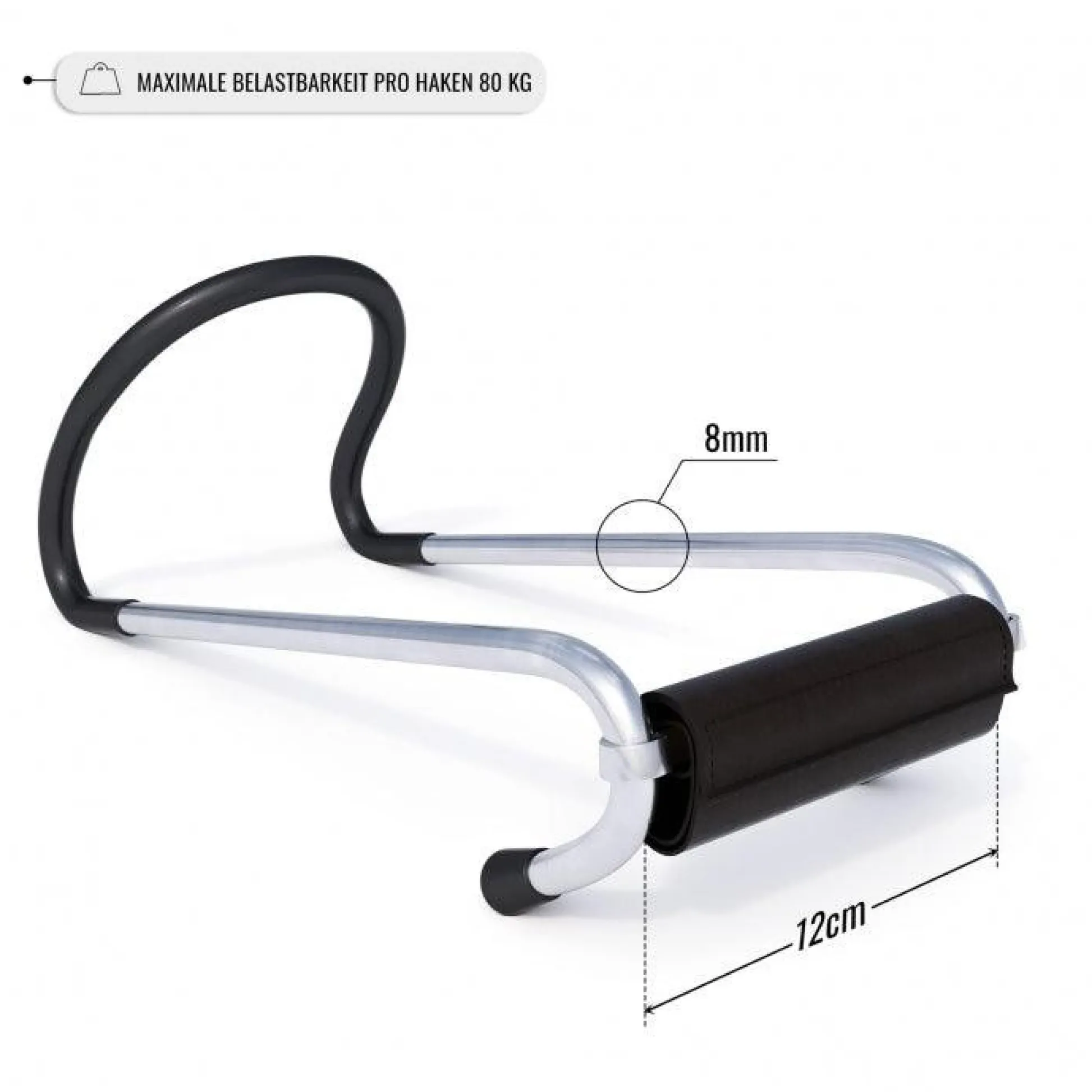 Gorilla Sports Power Hooks Chrom Schwarz / Silber Clearance