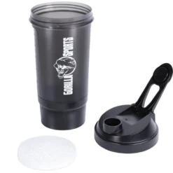 Gorilla Sports Protein Shaker mit Pulverfach 500 ml Schwarz Hot