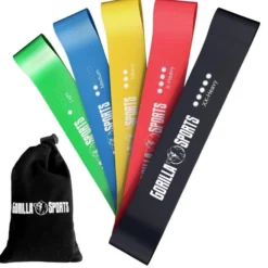 Gorilla Sports Resistance Band 5er Set aus Latex inkl, Tragebeutel Verschieden Clearance