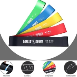 Gorilla Sports Resistance Band 5er Set aus Latex inkl, Tragebeutel Verschieden Clearance