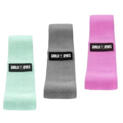 Gorilla Sports Resistance Band 3er Set aus Stoff inkl, Tragebeutel Verschieden Best