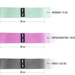 Gorilla Sports Resistance Band 3er Set aus Stoff inkl, Tragebeutel Verschieden Best
