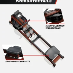 Gorilla Sports Rudergerät aus Holz mit Wasserwiderstand, klappbar Holz / Schwarz Clearance