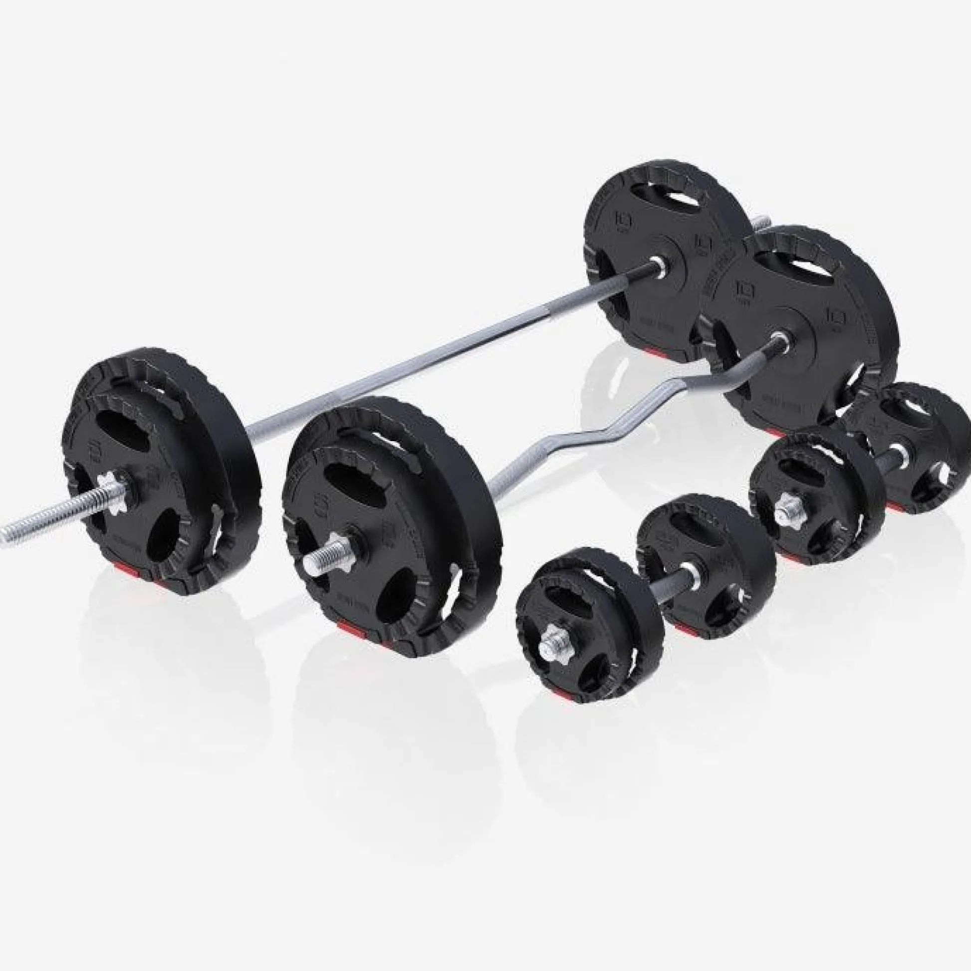 Gorilla Sports Schrägbank mit Squat Rack inkl, Langhantel Set 75 kg Weiss / Schwarz Discount