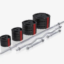 Gorilla Sports Schrägbank mit Squat Rack inkl, Langhantel Set 75 kg Weiss / Schwarz Discount